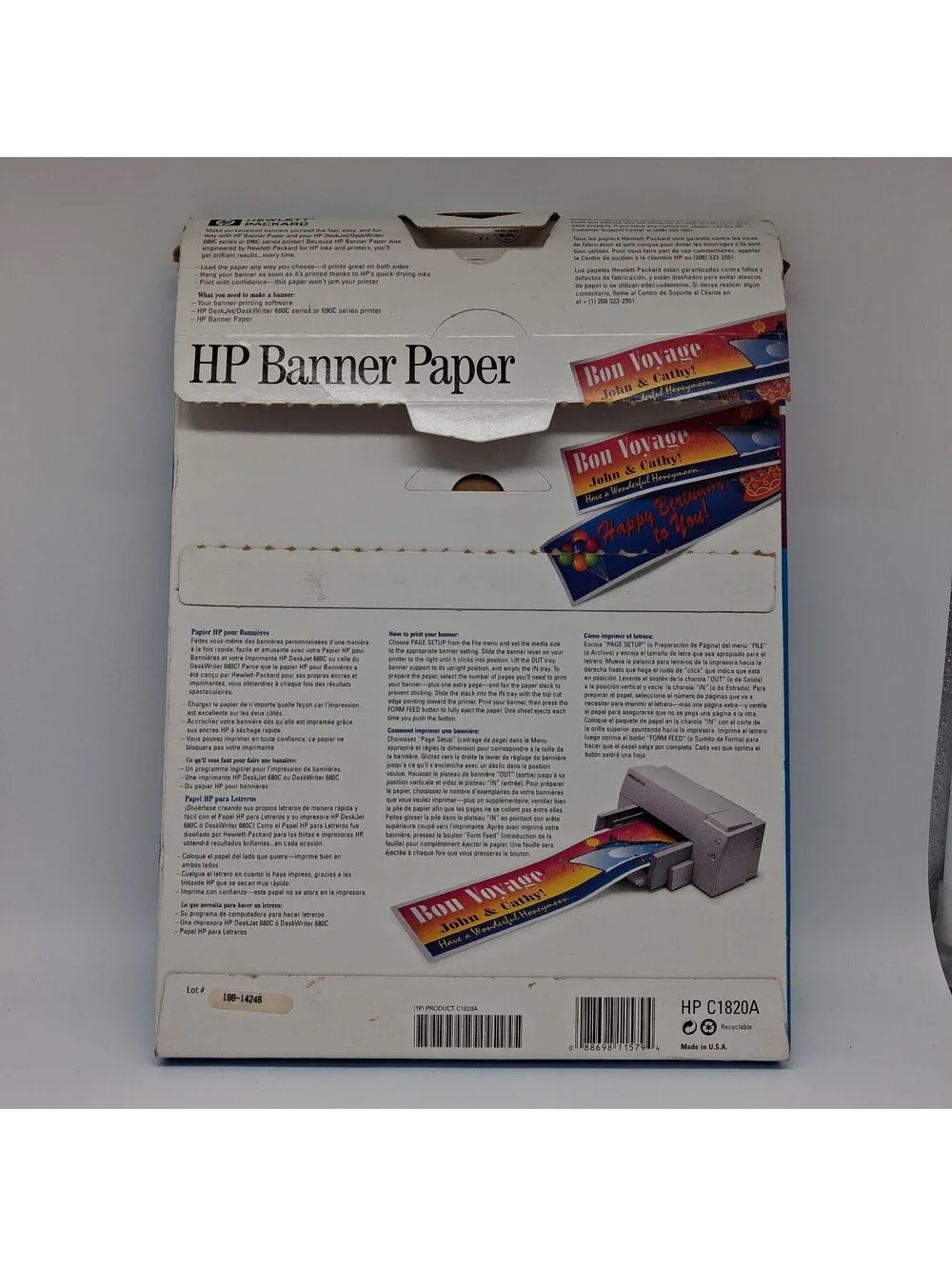 HP C1820A Banner Paper 8.5x11 Continuous Inkjet 100 Sheets 15 Banners Open Box